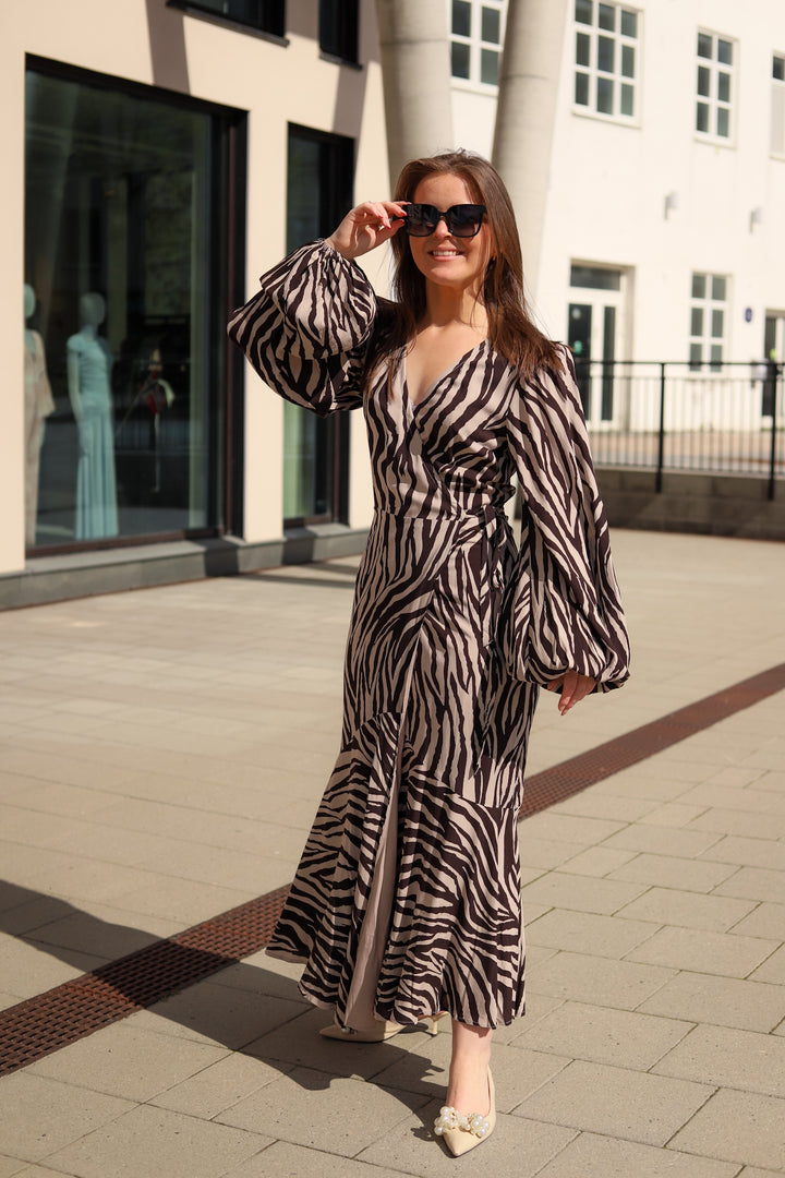 Portofino Maxi Dress Brown Zebra