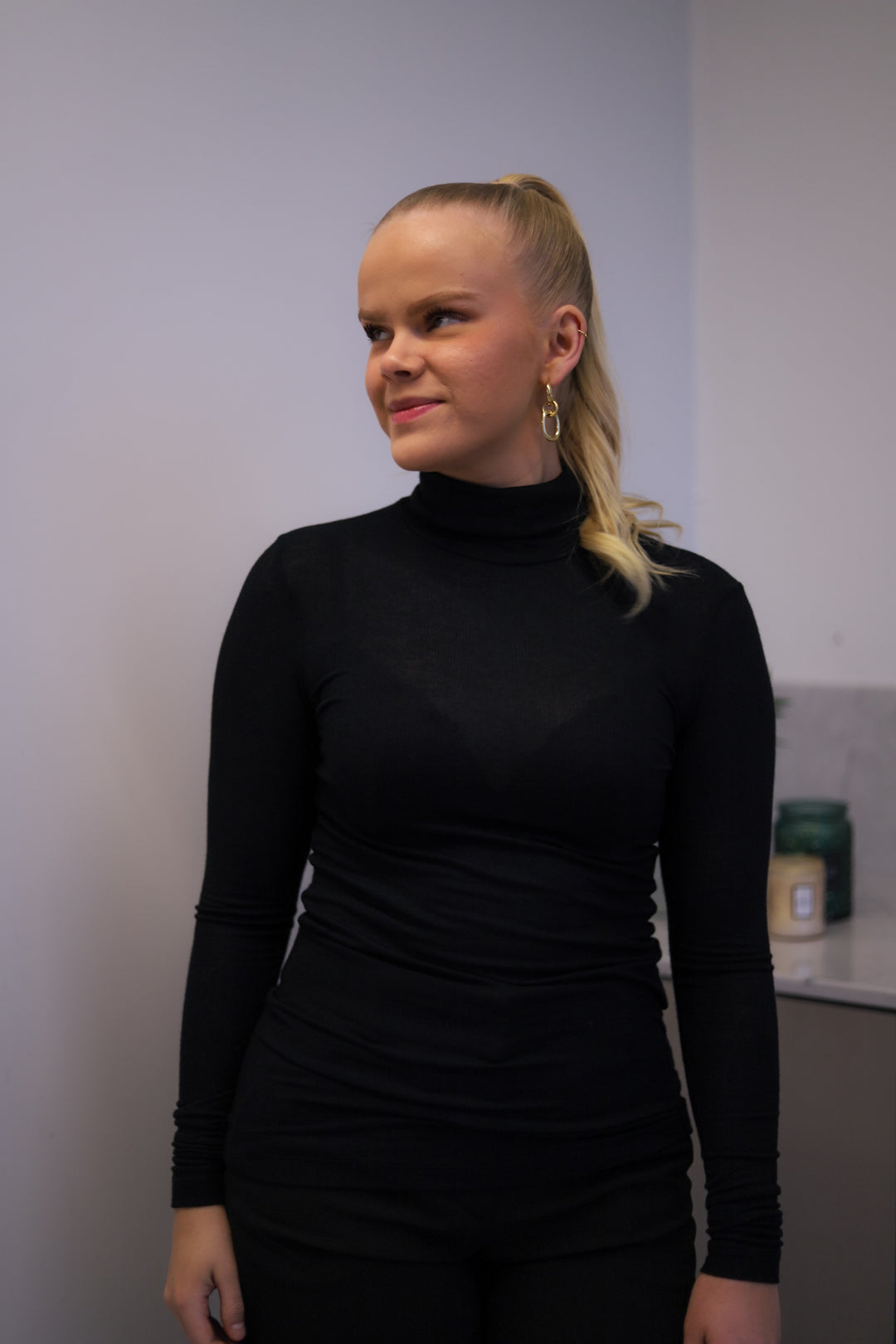 Angela Roll Neck Black