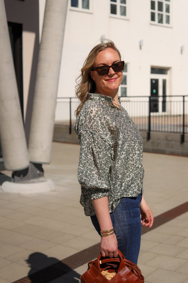 Seraphina 3/4 Shirt AOP Egret Flower