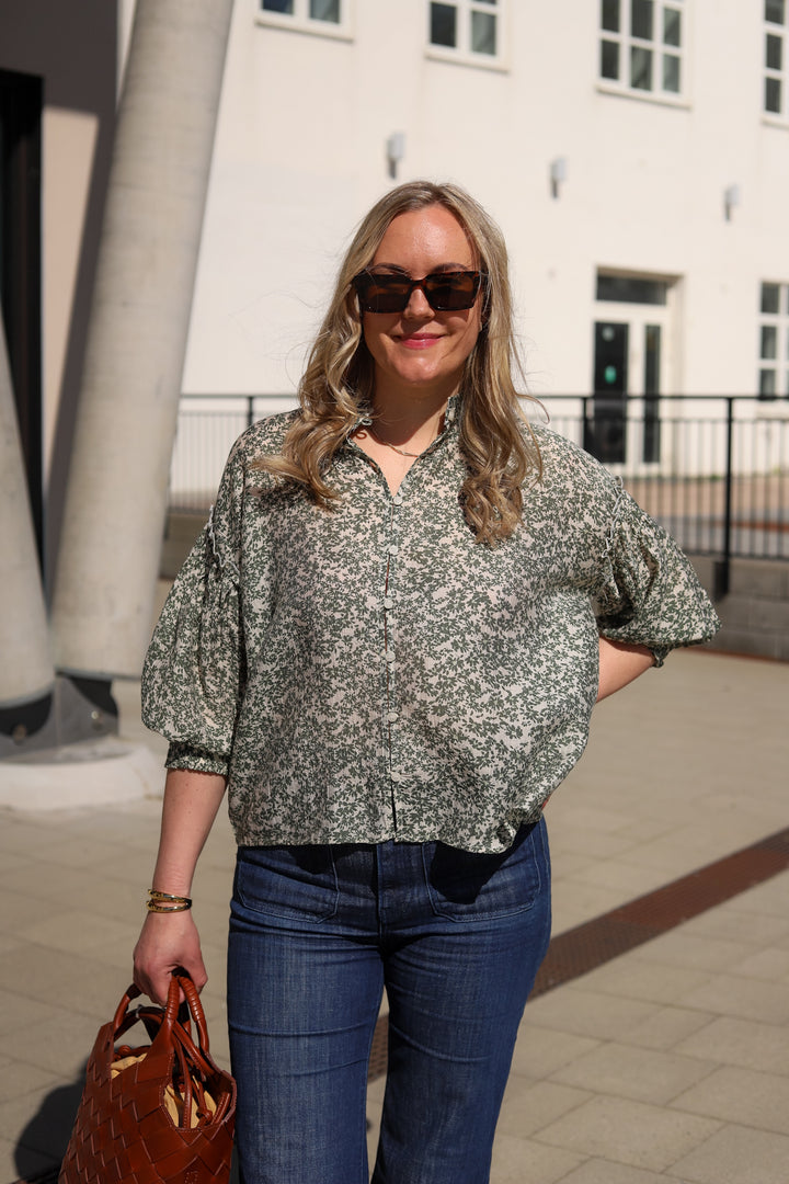 Seraphina 3/4 Shirt AOP Egret Flower