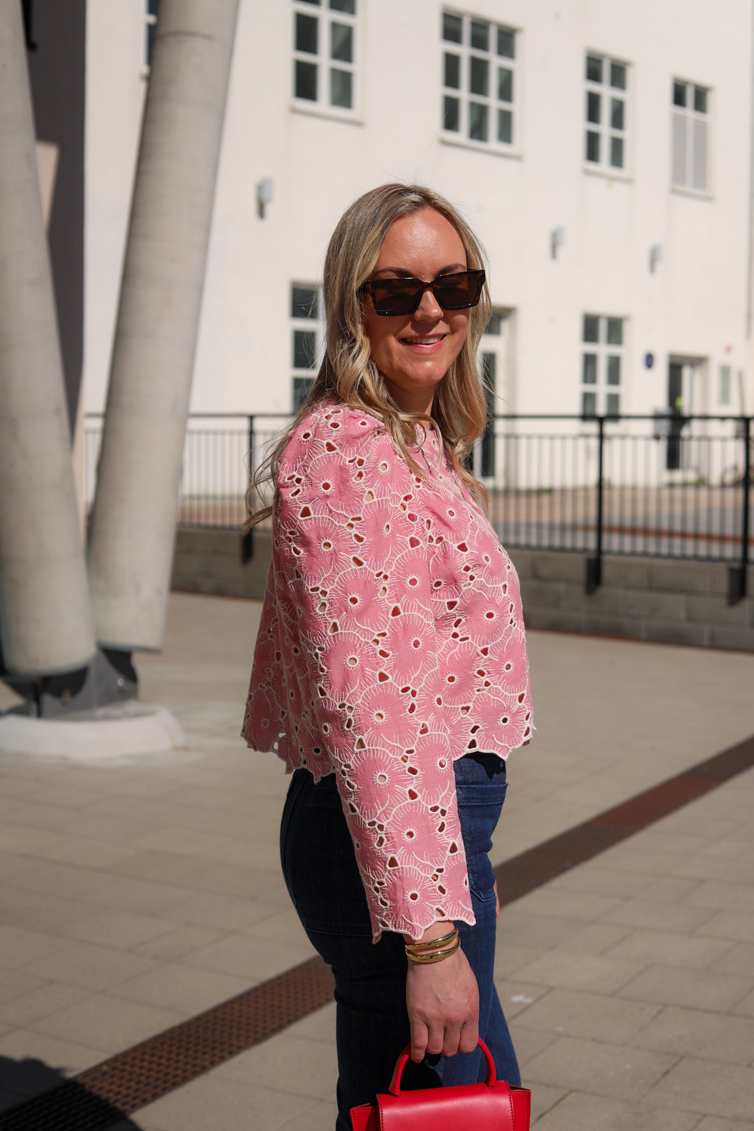 Broderie Anglaise Jacket Rose Pink