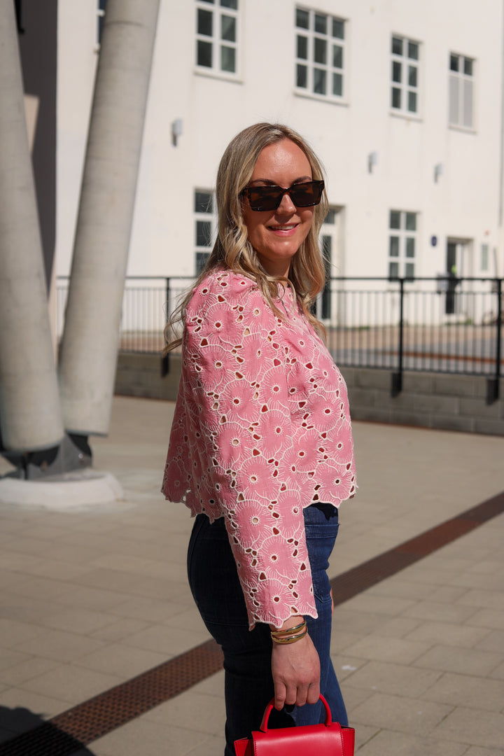 Broderie Anglaise Jacket Rose Pink