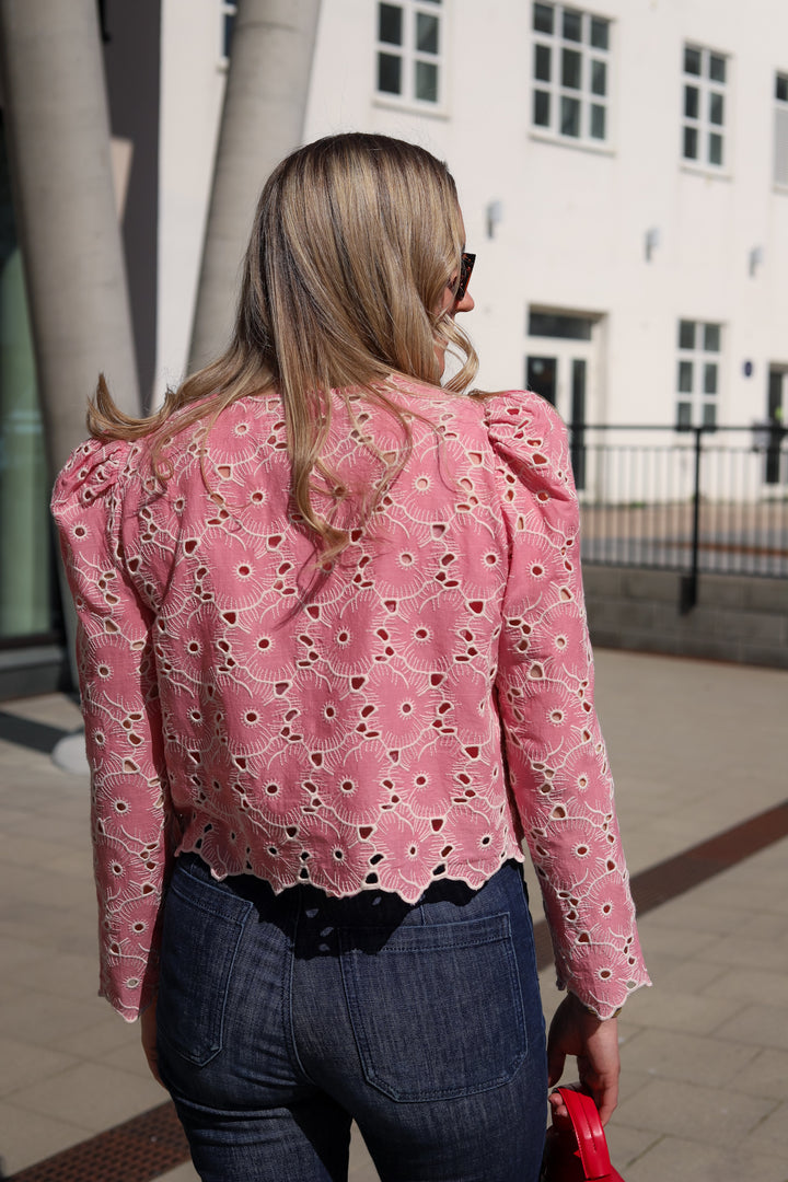Broderie Anglaise Jacket Rose Pink