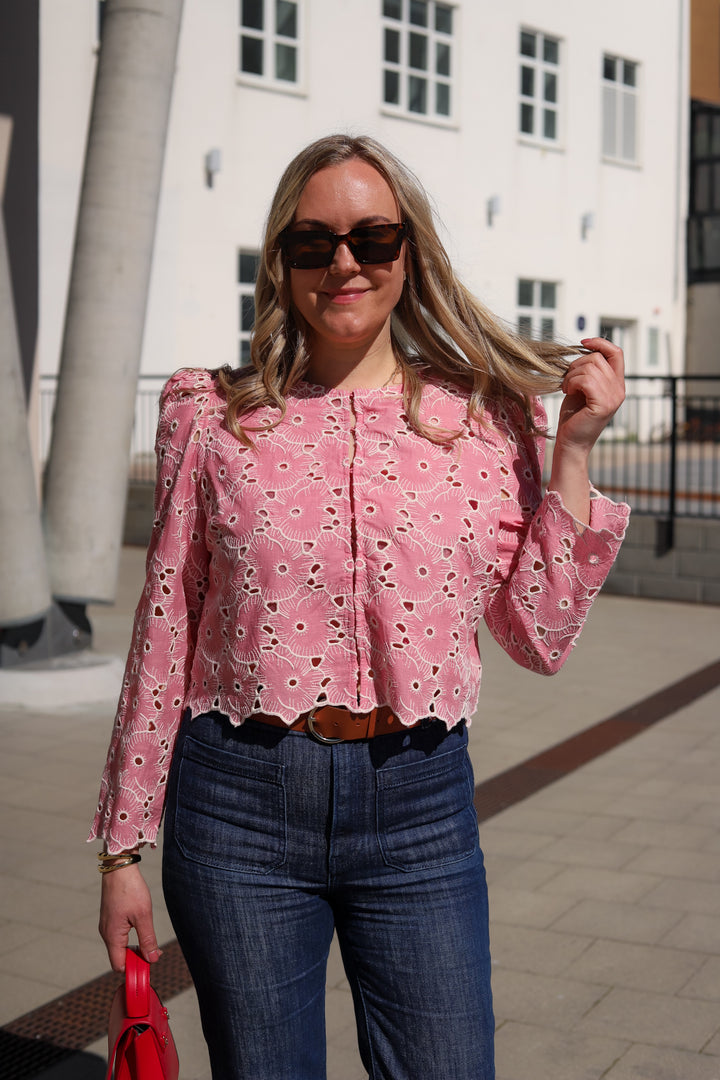 Broderie Anglaise Jacket Rose Pink
