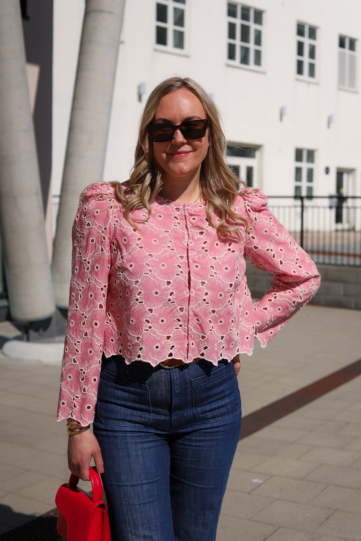 Broderie Anglaise Jacket Rose Pink