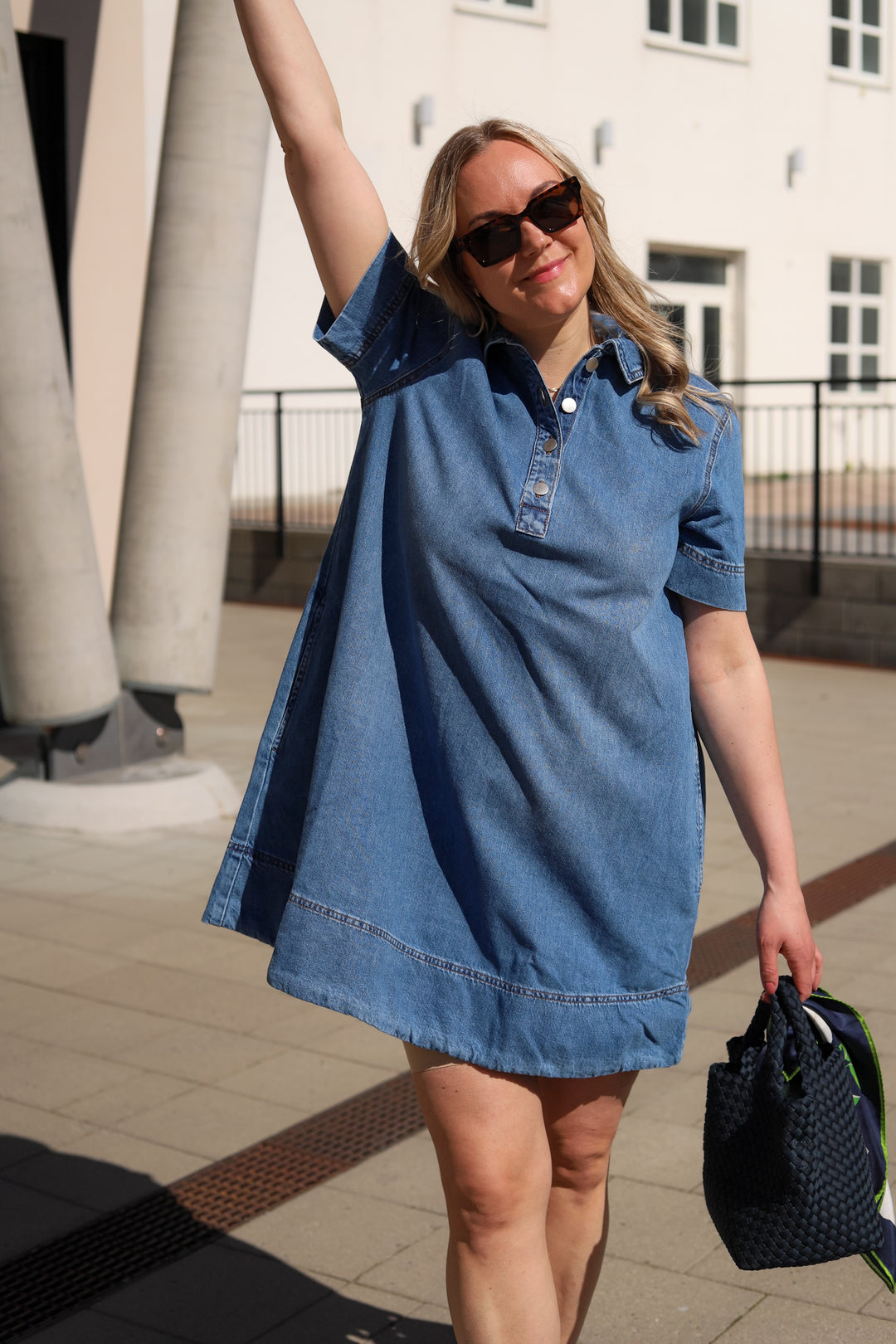 Turo Alena 2/4 Dress Mid Blue Wash