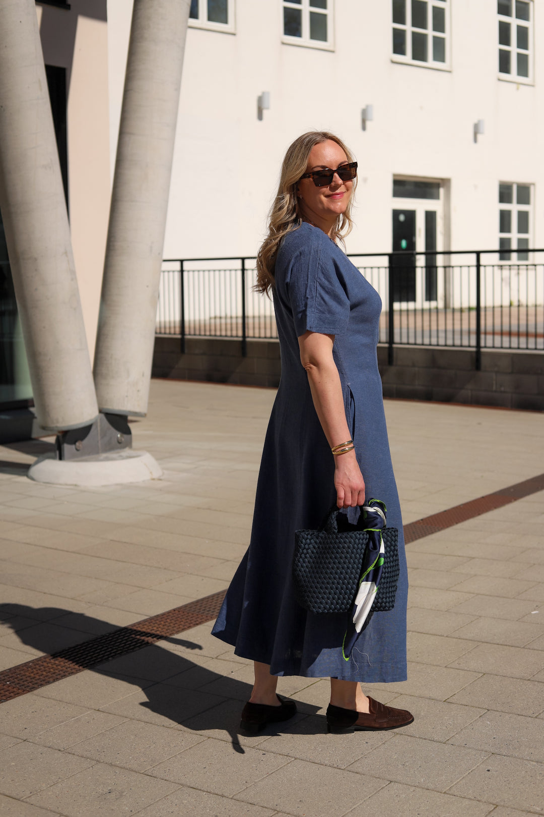 Viana Ginia 2/4 Dress V Indigo Mel
