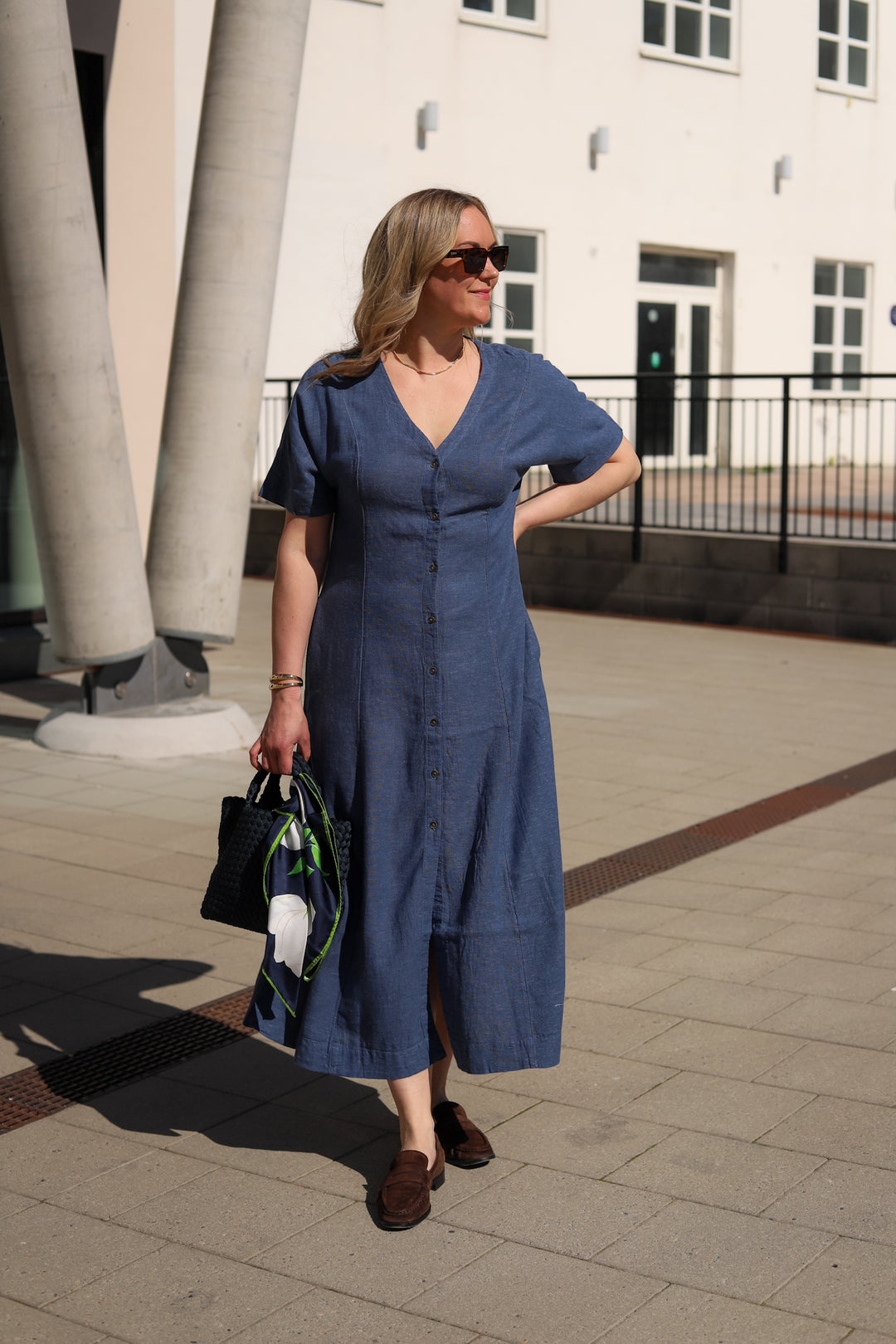 Viana Ginia 2/4 Dress V Indigo Mel