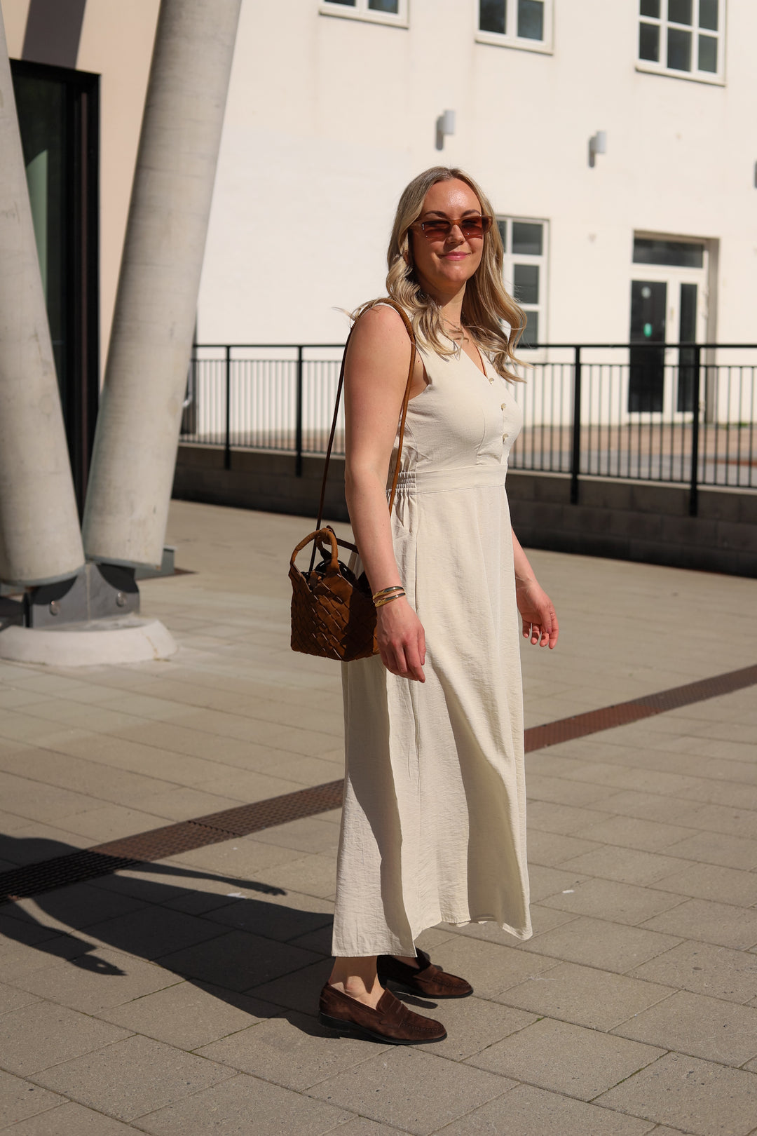Daria SL V Dress Sand Melange
