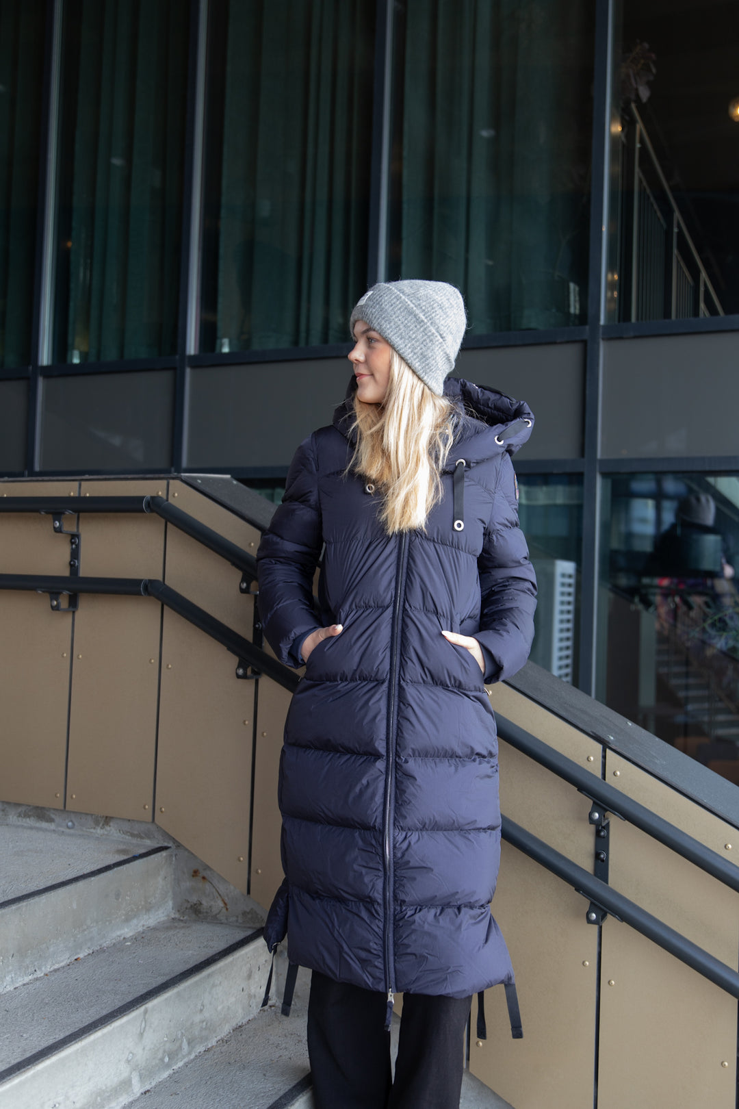 Panda Long Puffer Blue Navy