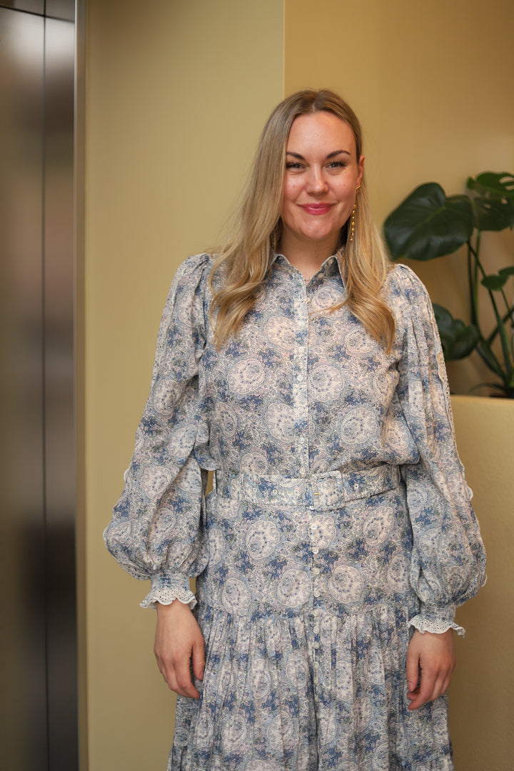 Cotton Slub Shirt Blue Paisley