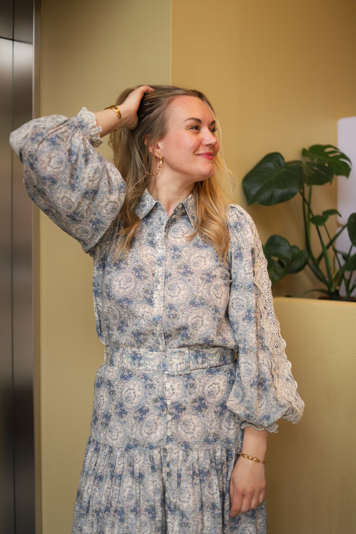 Cotton Slub Shirt Blue Paisley