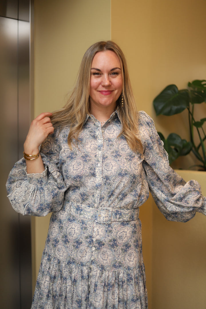 Cotton Slub Shirt Blue Paisley