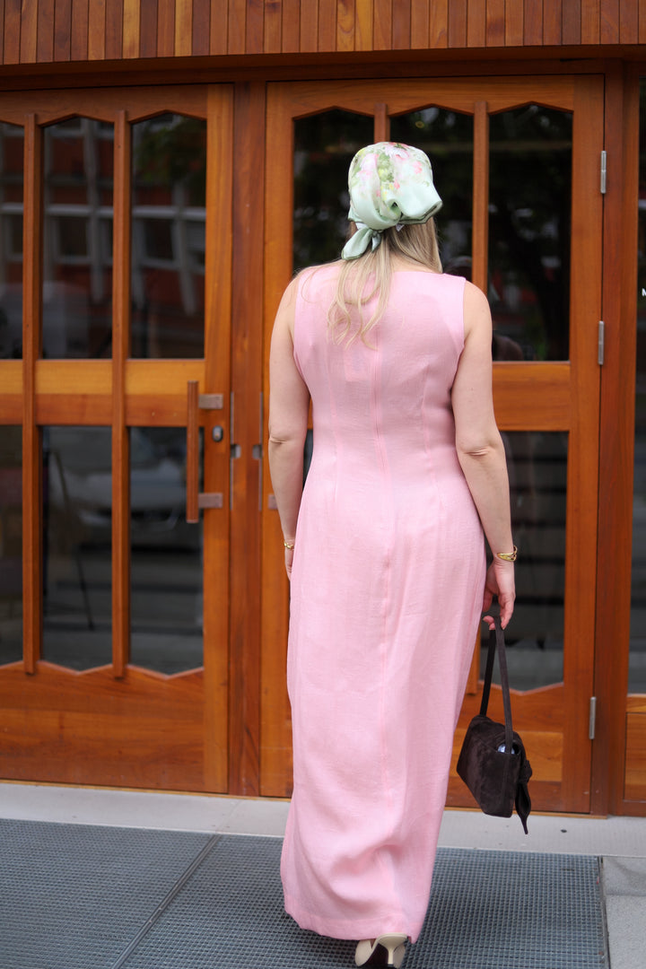 Shiny Sleeveless Dress Dusty Pink