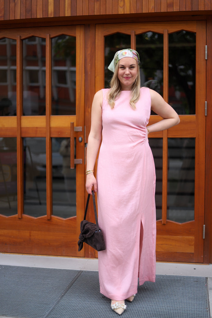Shiny Sleeveless Dress Dusty Pink