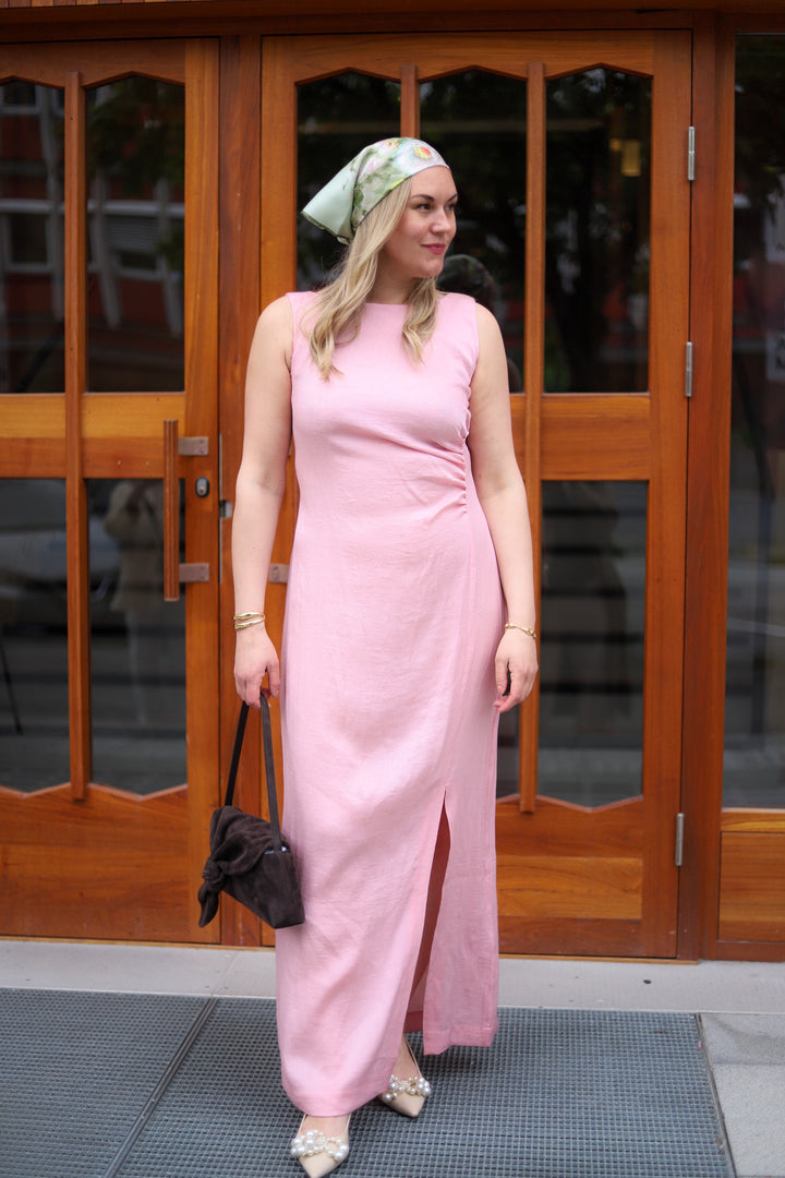 Shiny Sleeveless Dress Dusty Pink