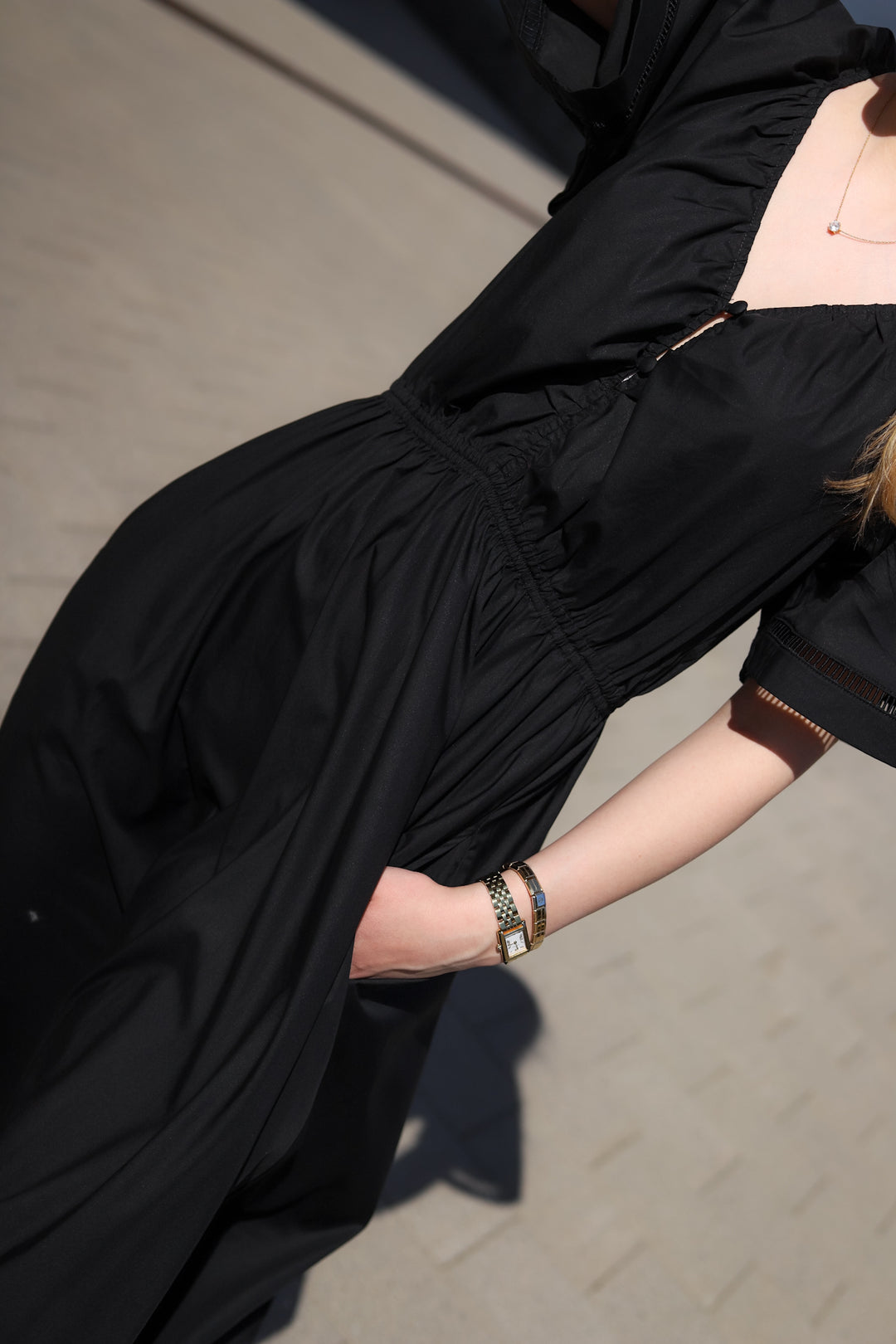 Fiola poplin dress Black
