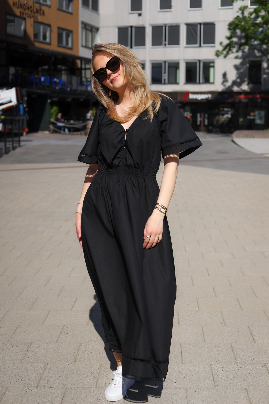 Fiola poplin dress Black