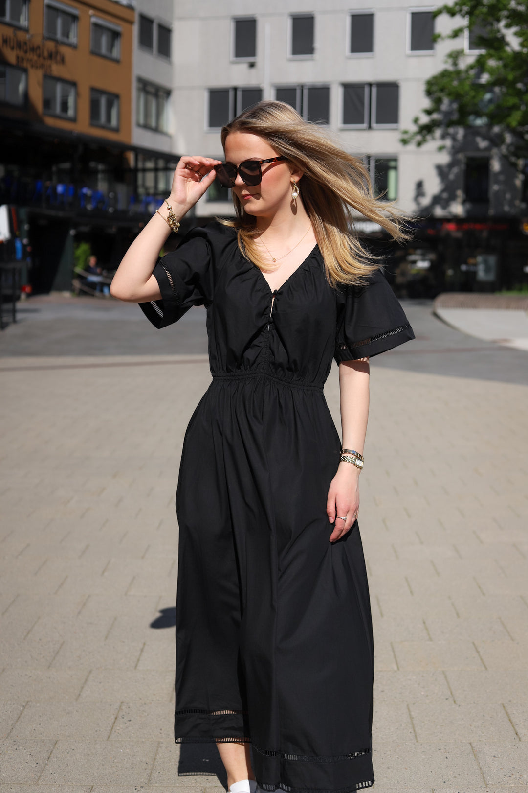 Fiola poplin dress Black