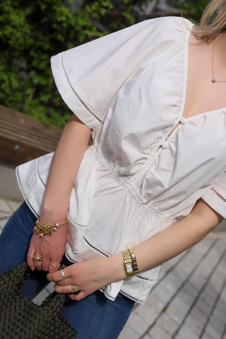 Fiora Poplin Top White