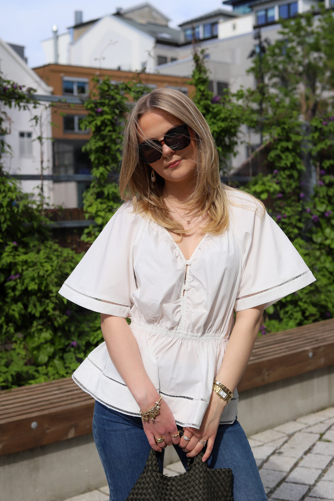 Fiora Poplin Top White