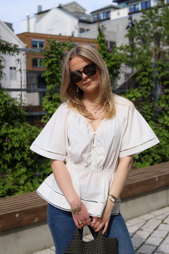 Fiora Poplin Top White