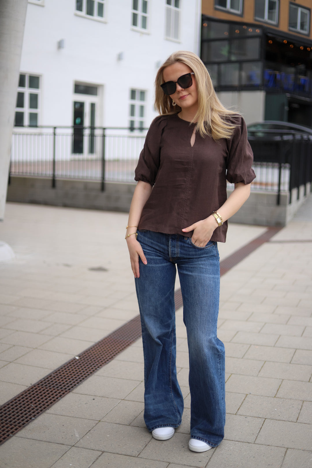 Anna Linen Top Dark Brown