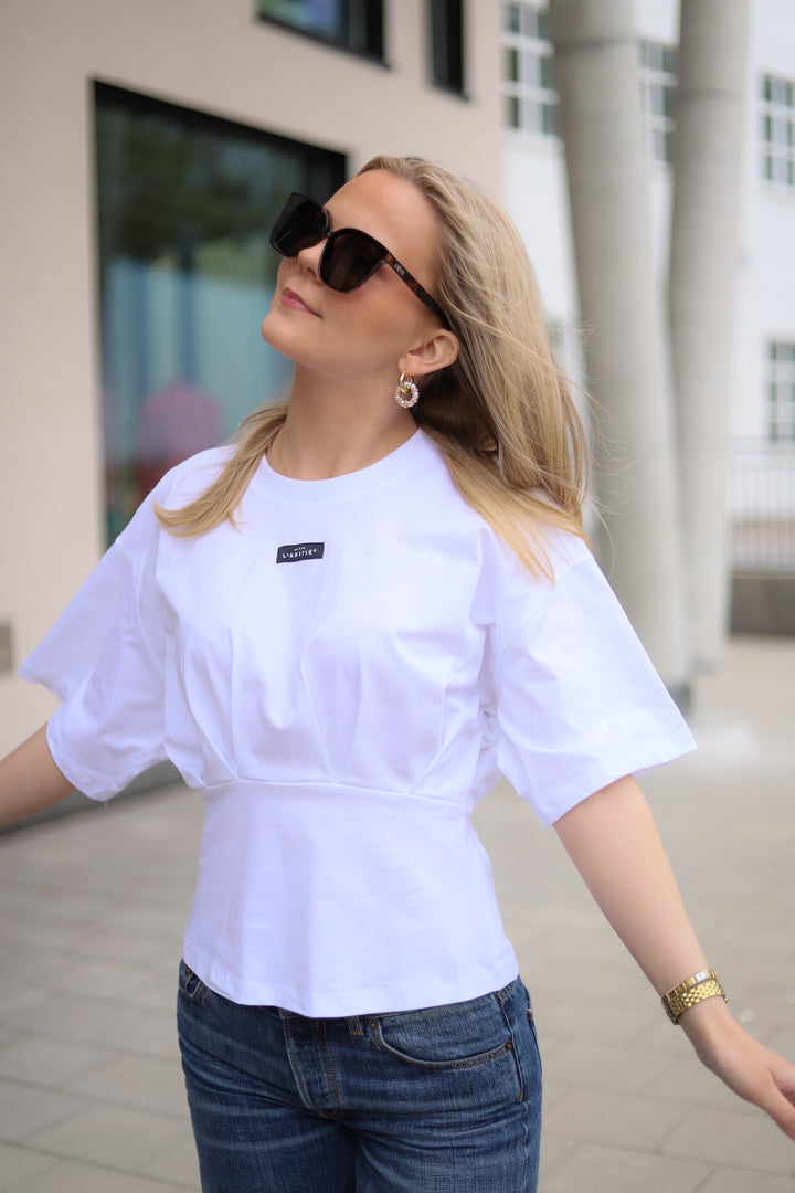 Romie Pleat Tee White