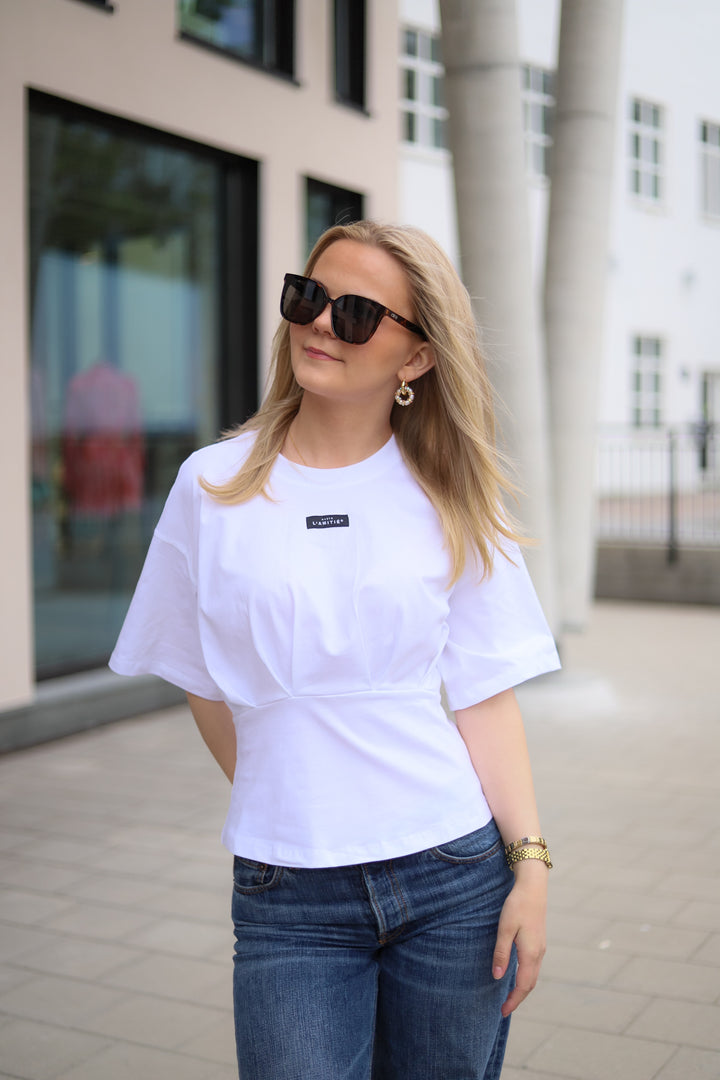 Romie Pleat Tee White