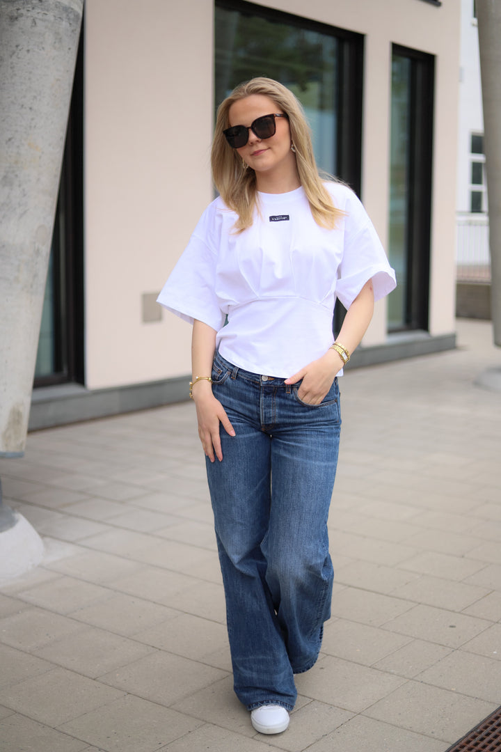 Romie Pleat Tee White