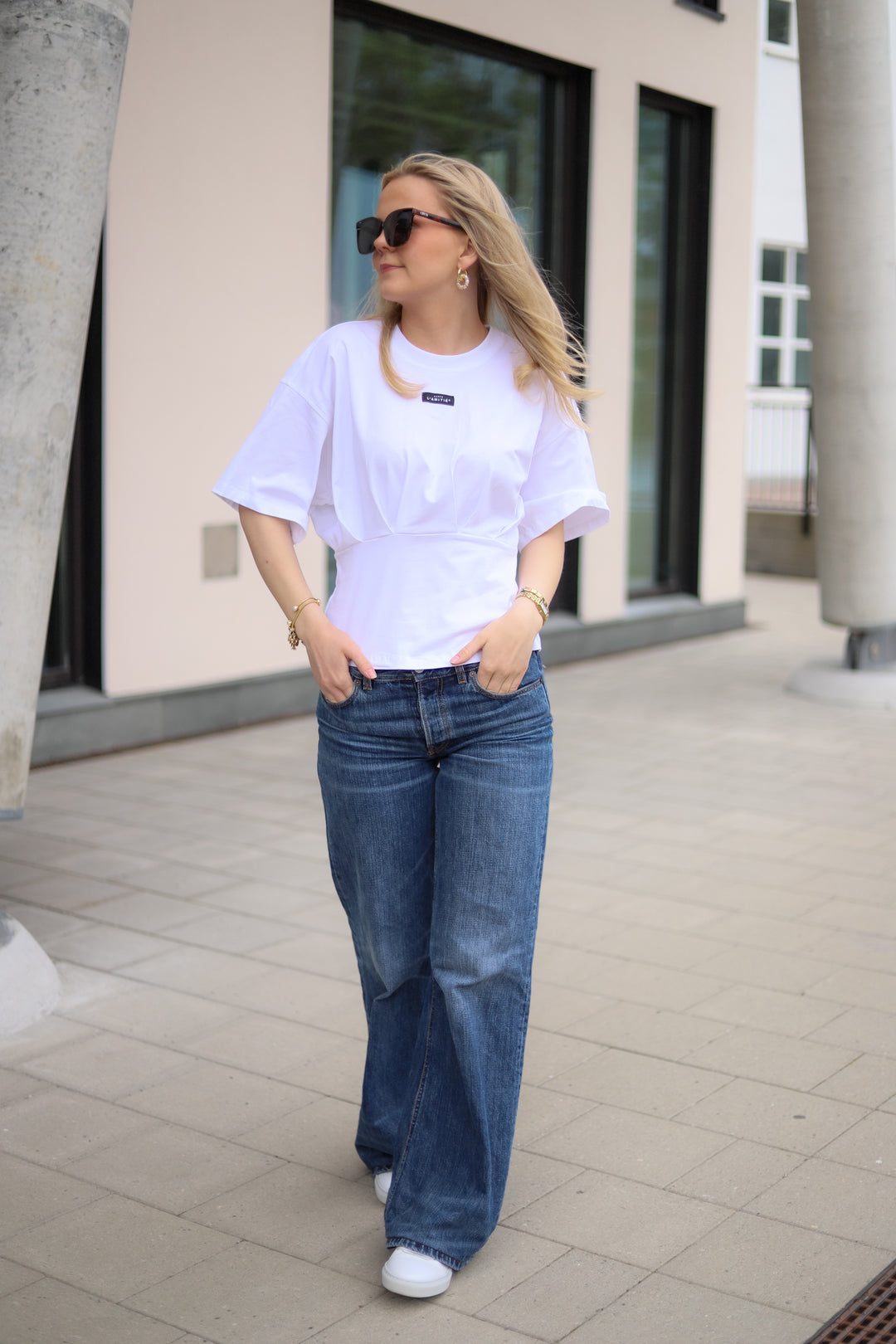 Romie Pleat Tee White