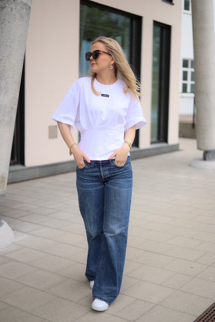 Romie Pleat Tee White
