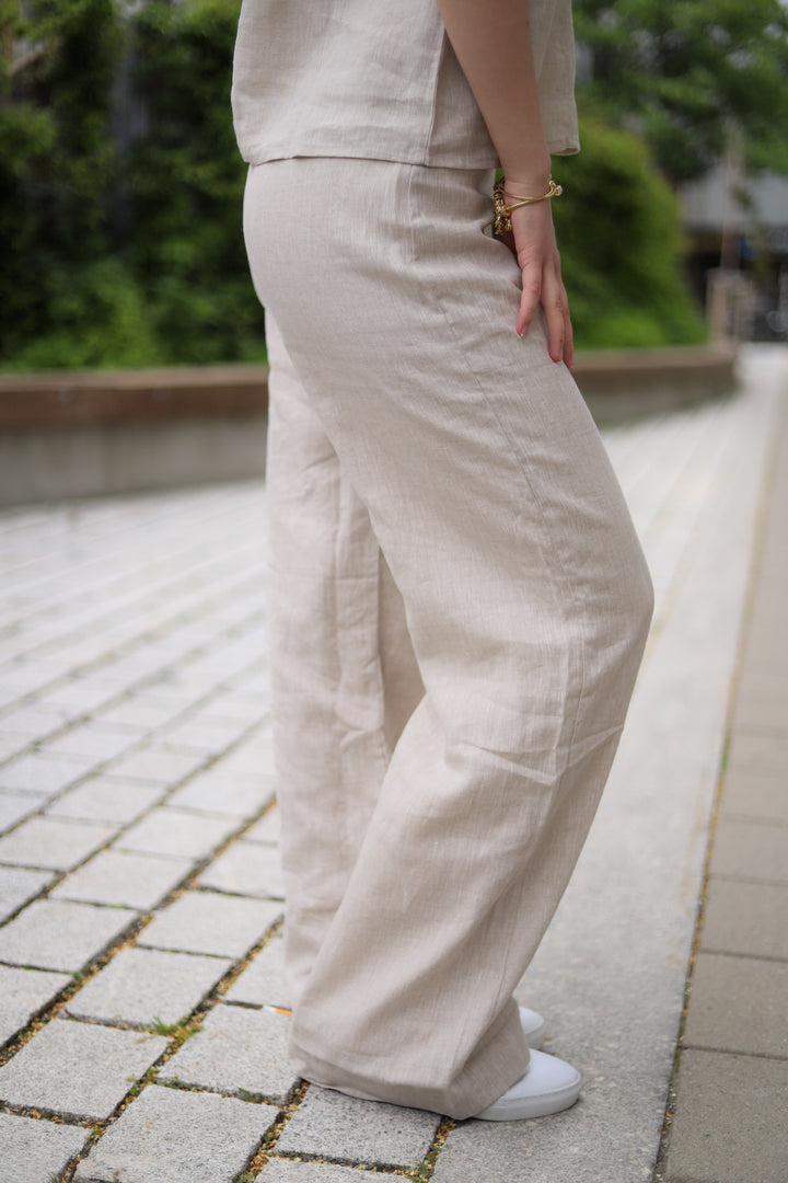 Molly Linen Pants Beige Melange