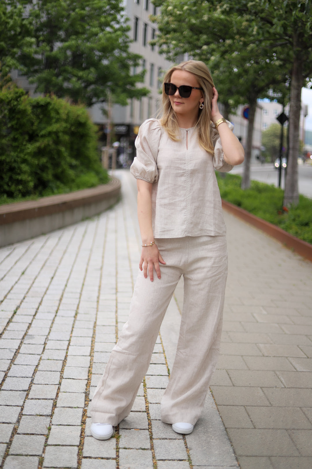 Molly Linen Pants Beige Melange
