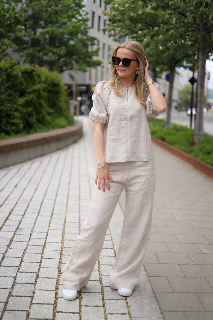 Molly Linen Pants Beige Melange