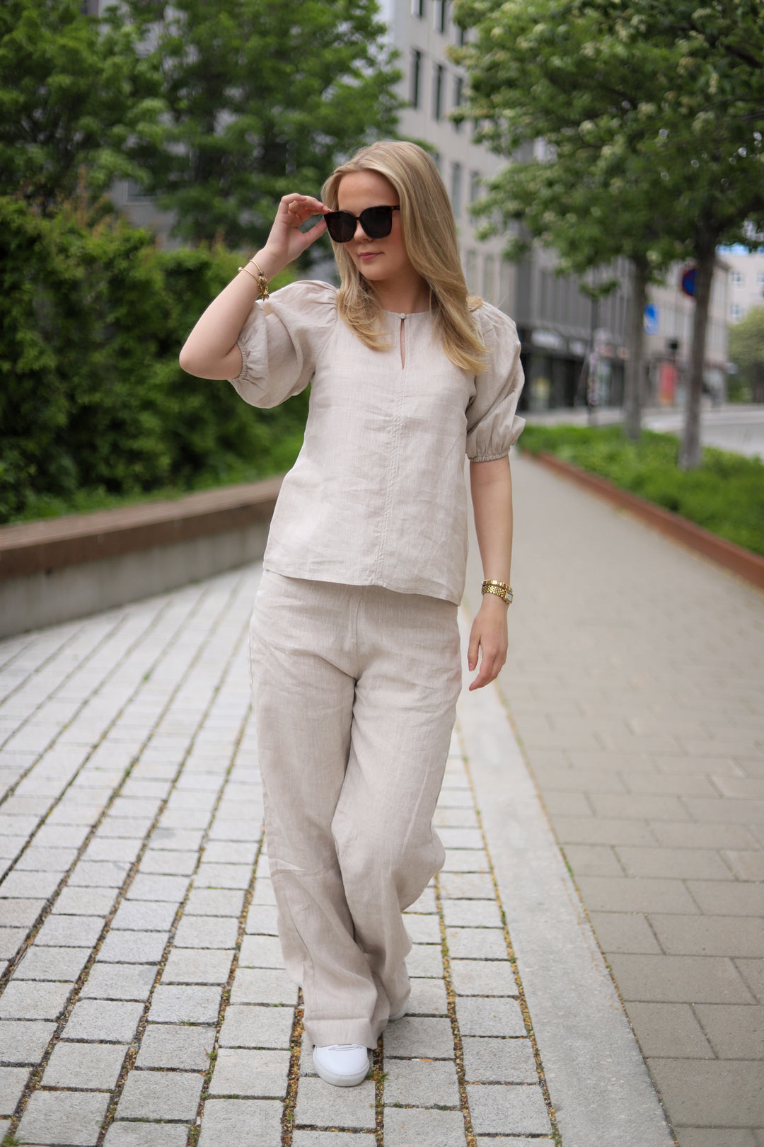 Molly Linen Pants Beige Melange