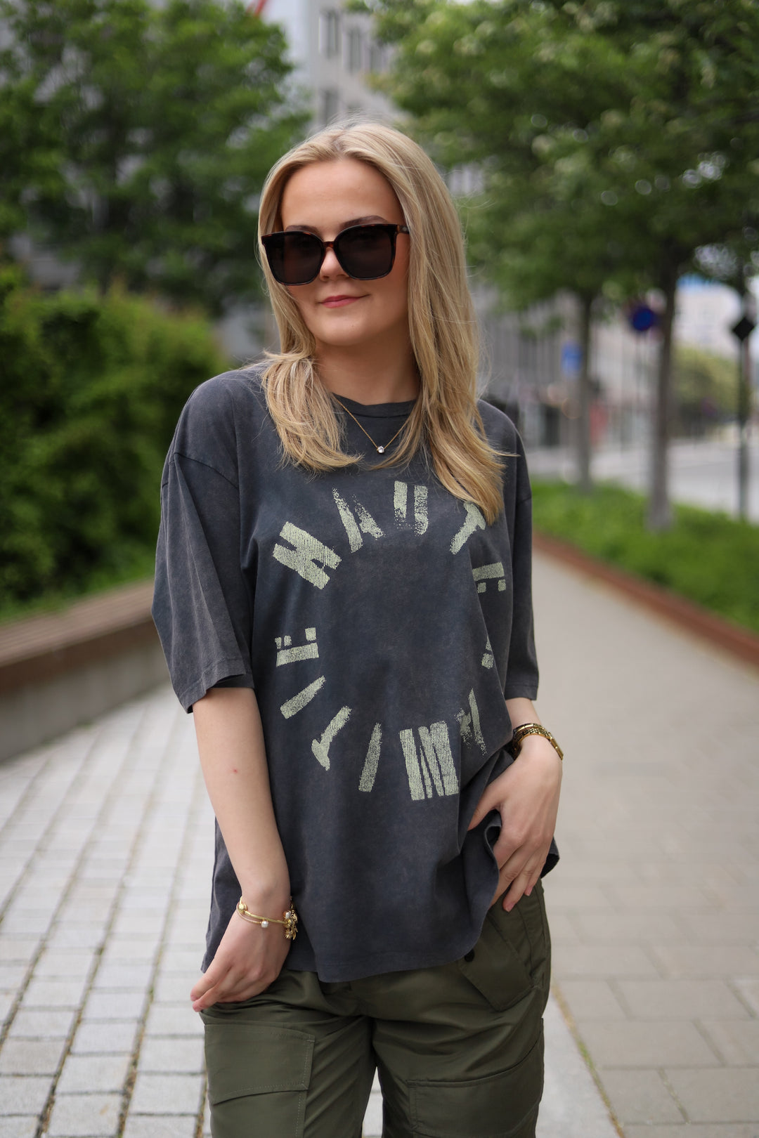 Logo Circle Tee Black Acid Wash