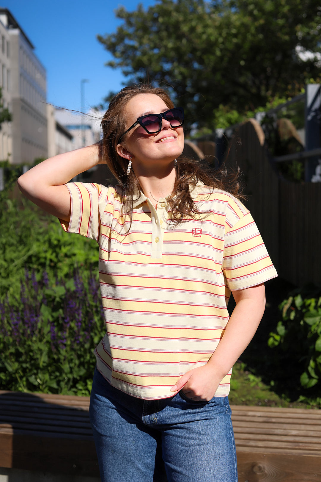 Evelyn Polo Tee Sunny Stripe