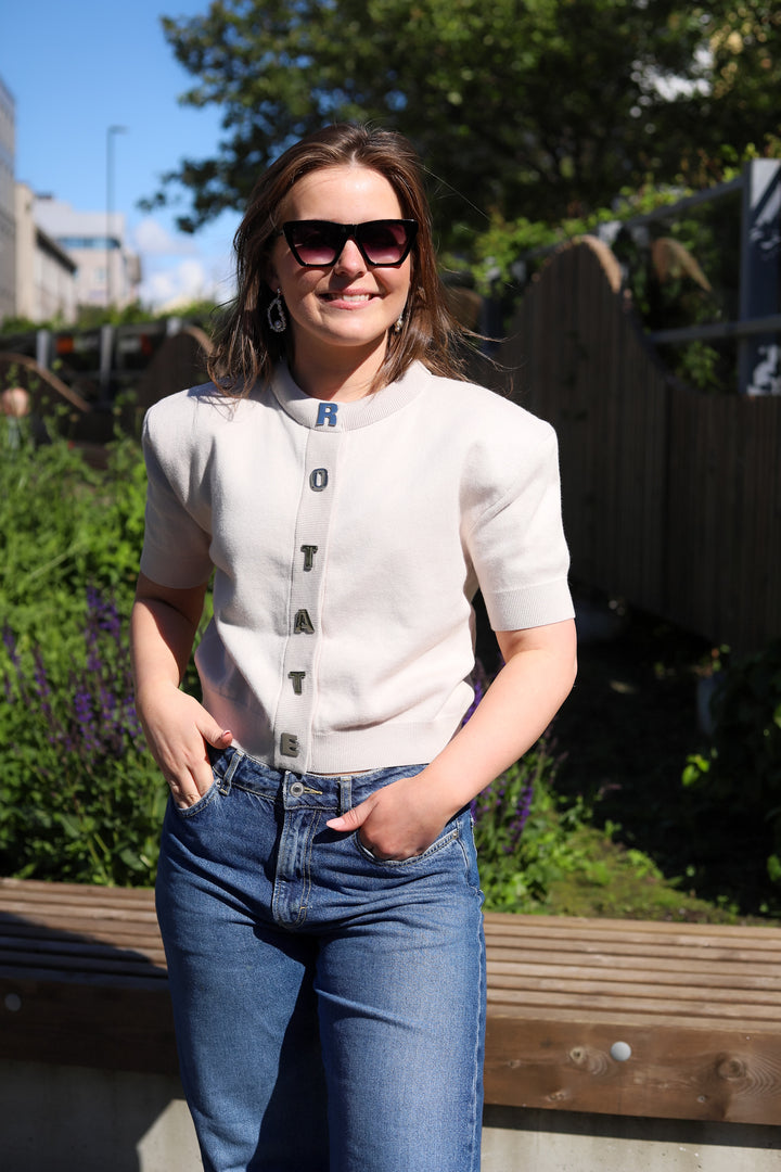 Firm Knit SS Cardigan Wind Chime Grey