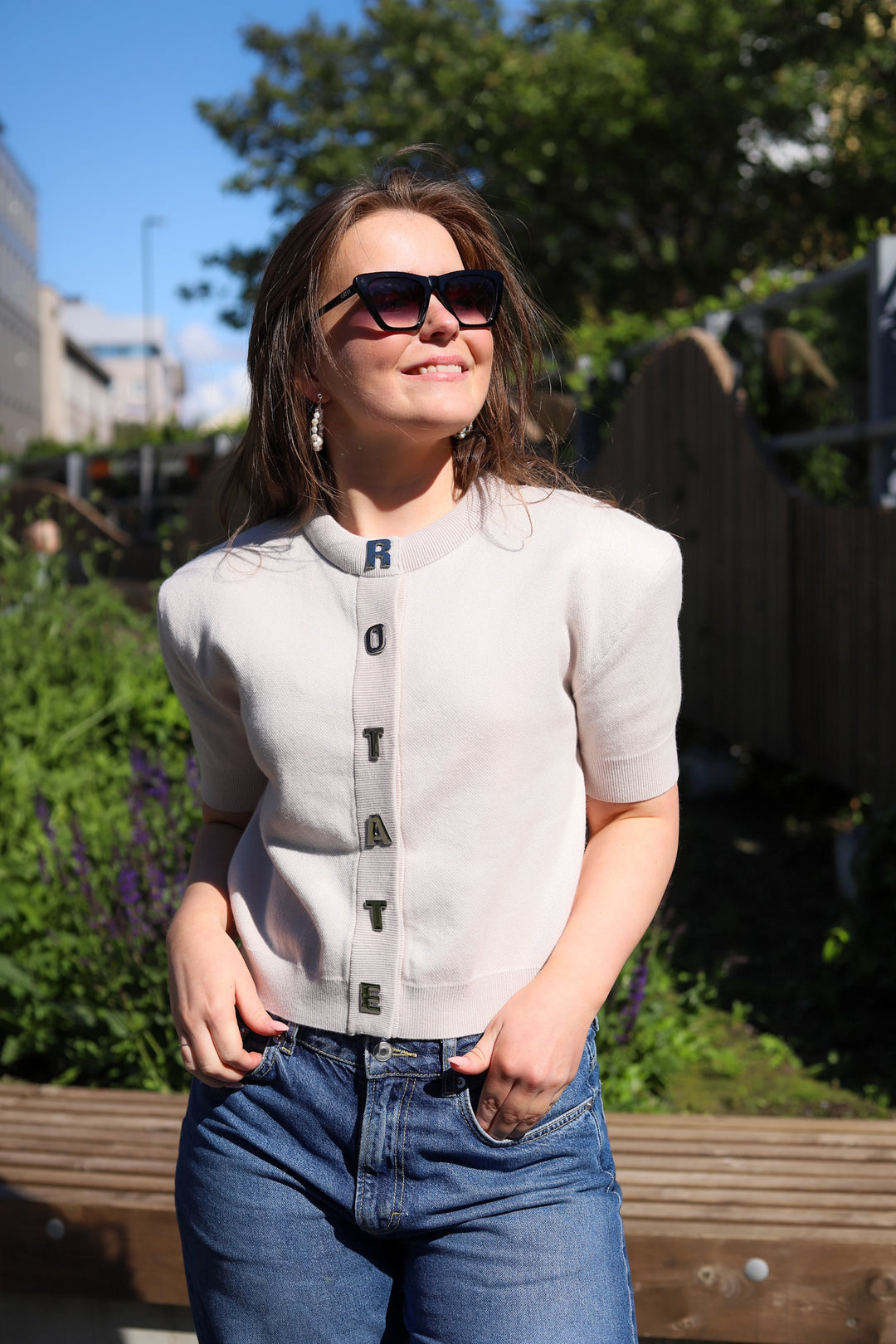 Firm Knit SS Cardigan Wind Chime Grey