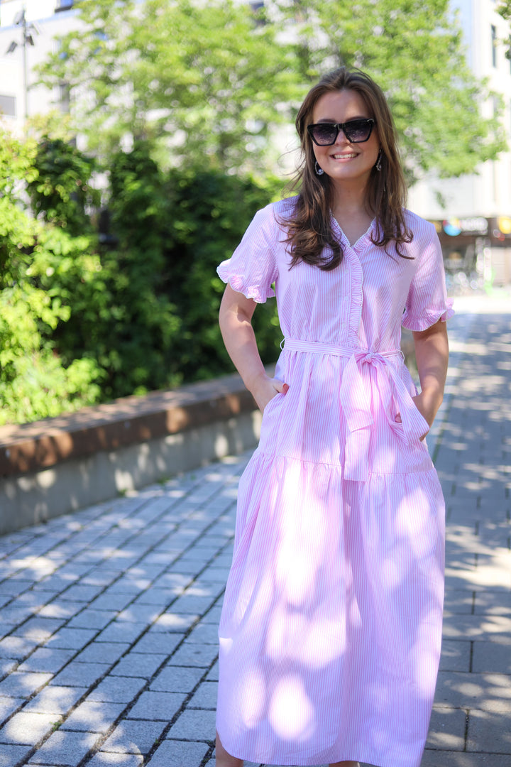 Ida Maja 2/4 Shirt Dress STP B White/S Lilac