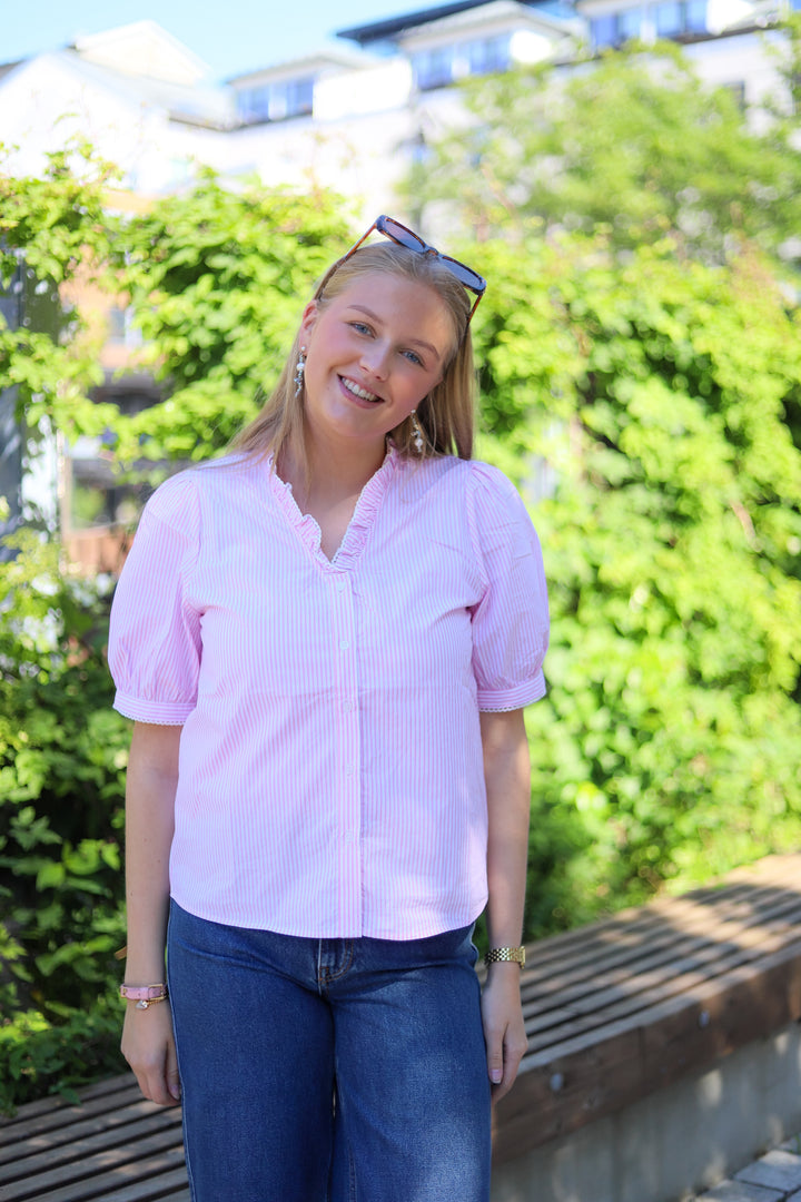 Maja 2/4 V Shirt STP B White/S Lilac