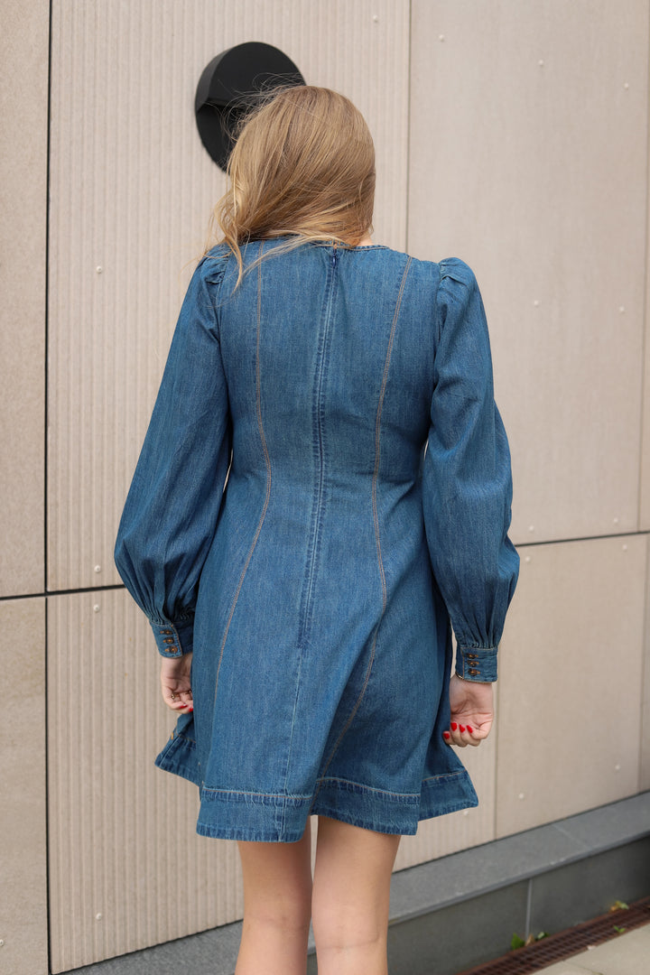 Denim Fitted Dress French Blue