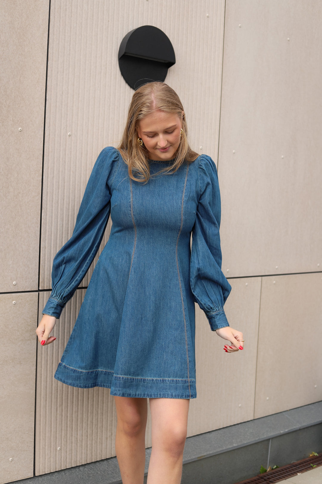 Denim Fitted Dress French Blue