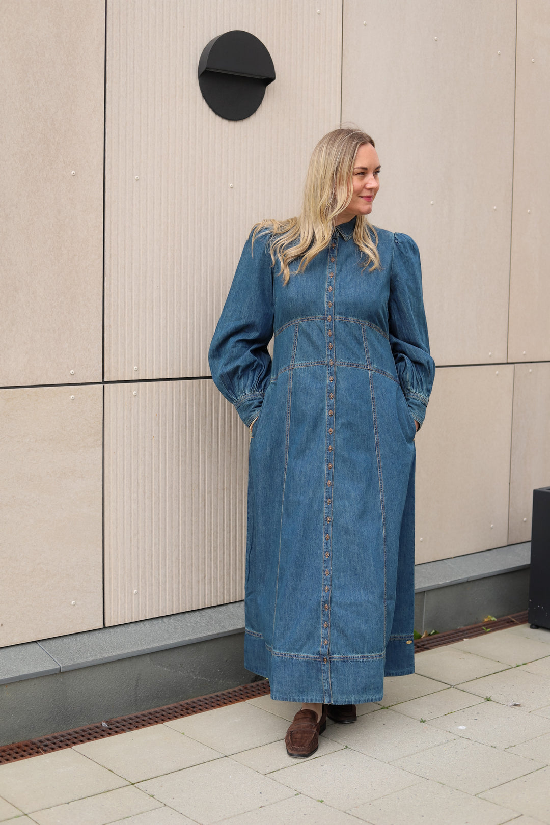 Denim Button-Down Dress French Blue