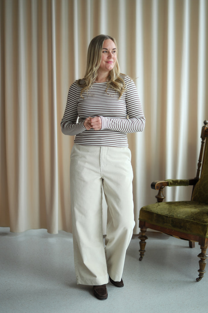 Petronella Rib Boatneck Brown Stripe