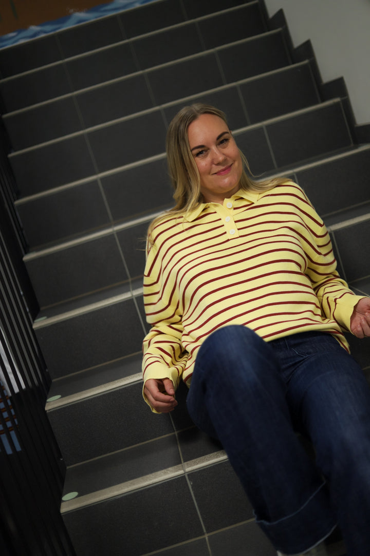 Adanne Polo Knit Stripe Yellow/Rust