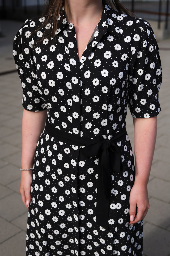 Charlotte Floral Dress Creme Fleur Black