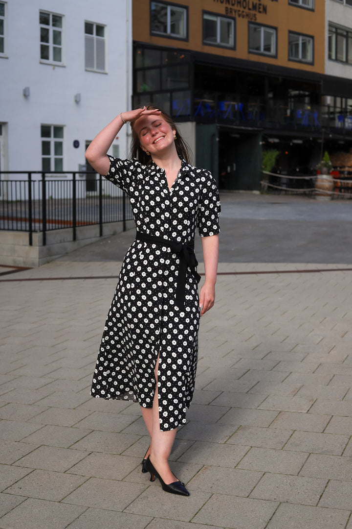 Charlotte Floral Dress Creme Fleur Black