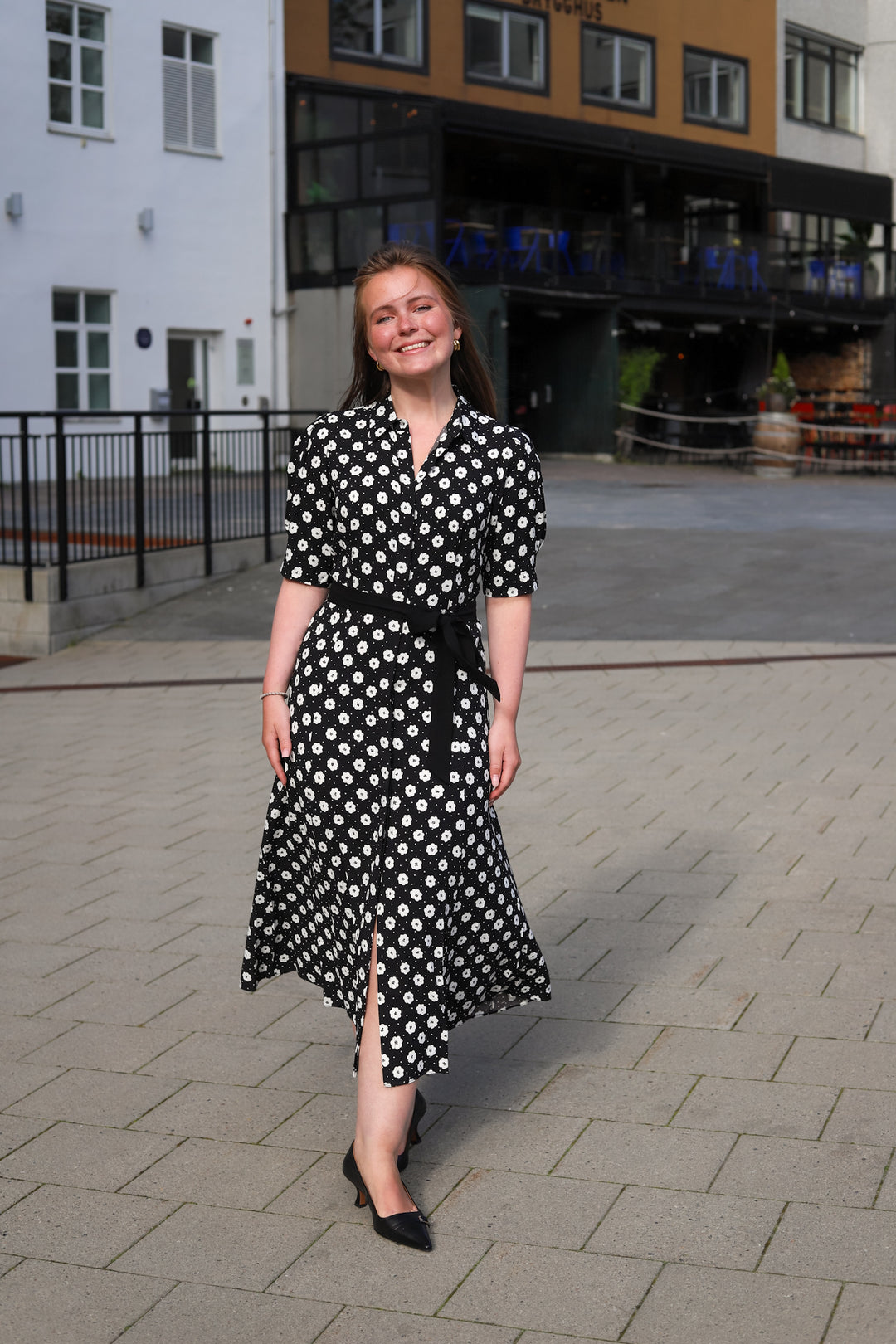 Charlotte Floral Dress Creme Fleur Black